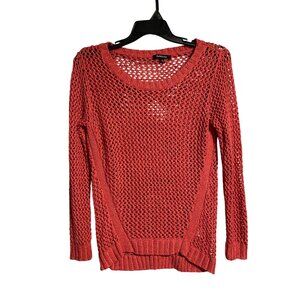 Relativity Womens Red Open Knit Sweater Large Lightweight Acrylic Blend Casual